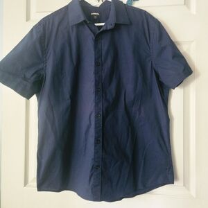 EXPRESS Blue Short Sleeve Button Down Shirt.